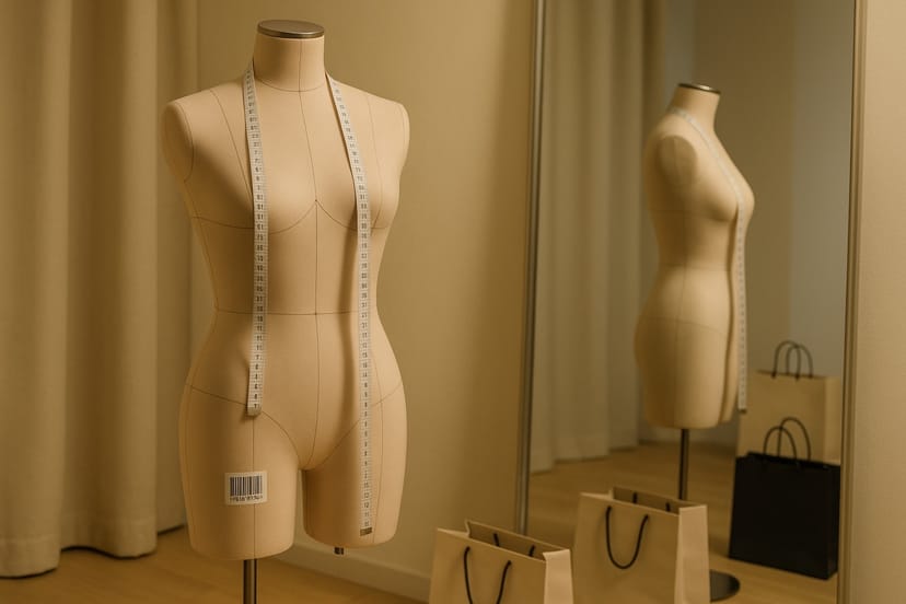 Manekin z centymetrem krawieckim